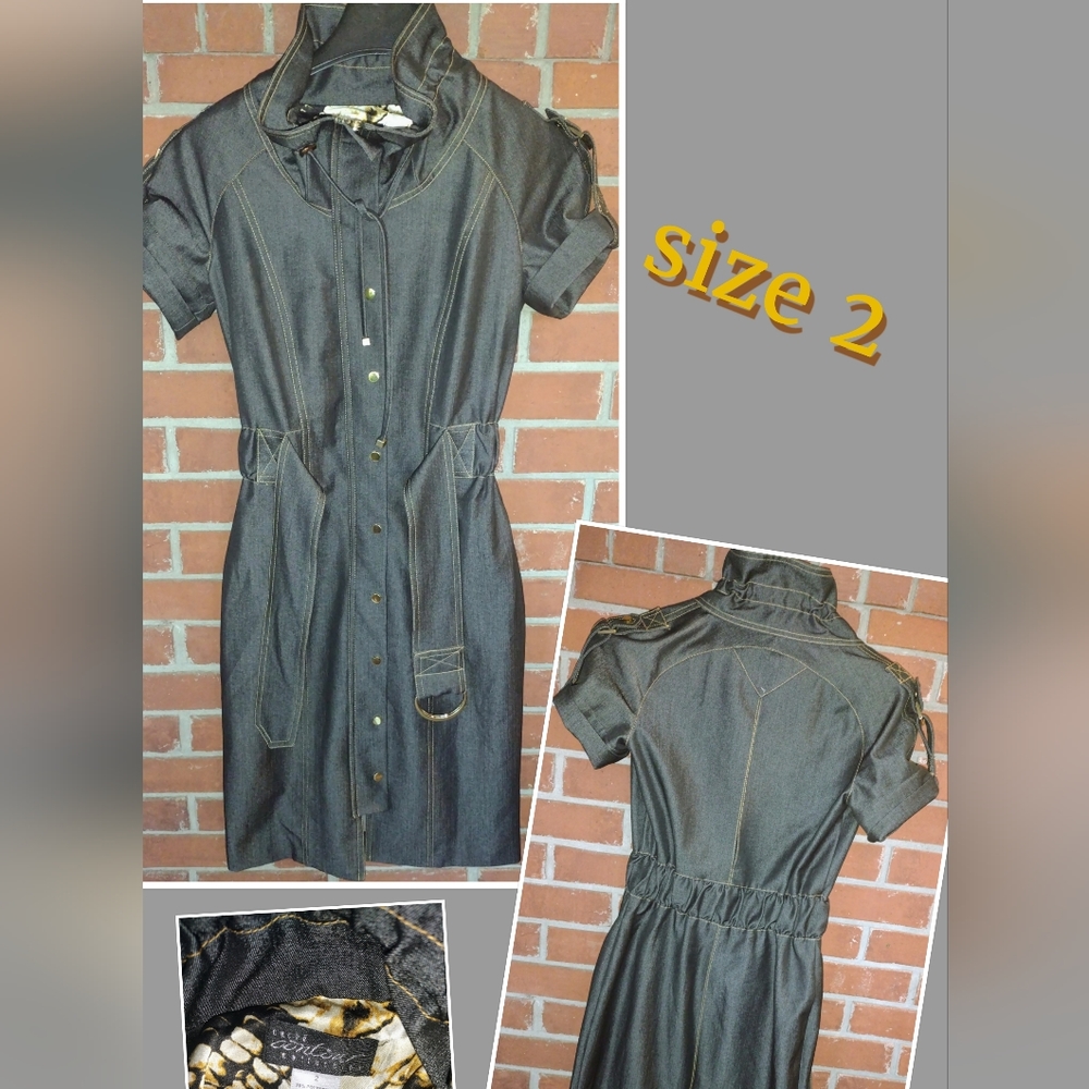 Caché Blue Denim Contour Collection Military Inspired
